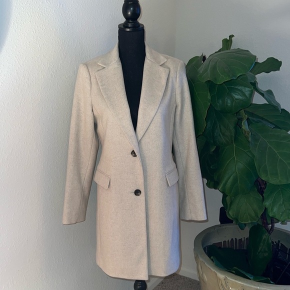 Ralph Lauren Women’s Cream Wool Blend Dress Coat Overcoat Single Breasted 8 - Picture 14 of 16
